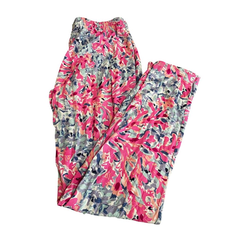 Lilly Pulitzer Pink & Blue Floral Stretchy Leggings Pants Sz XS